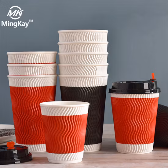 使い捨て生分解性コーヒー カップ リップル紙コーヒー カップ 使い捨てティー カップ