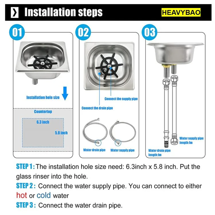 Heavybao Stainless Steel Washer Cleaner Coffee Milk Pitcher Rinser Glass Rinser for Glass Cup