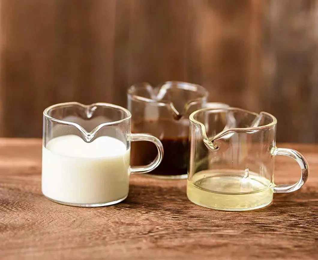 Fashion Hot Sale New Espresso Milk Double Spouts Clear Glass Cup