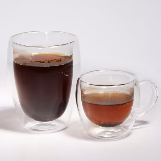 ホット販売 80 ミリリットル 250 ミリリットルホウケイ酸ガラス二重壁コーヒーマグエスプレッソガラスカップコーヒーと紅茶